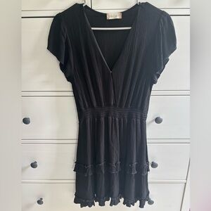 Altar’d State Black V Neck Short Sleeve Dress Medium